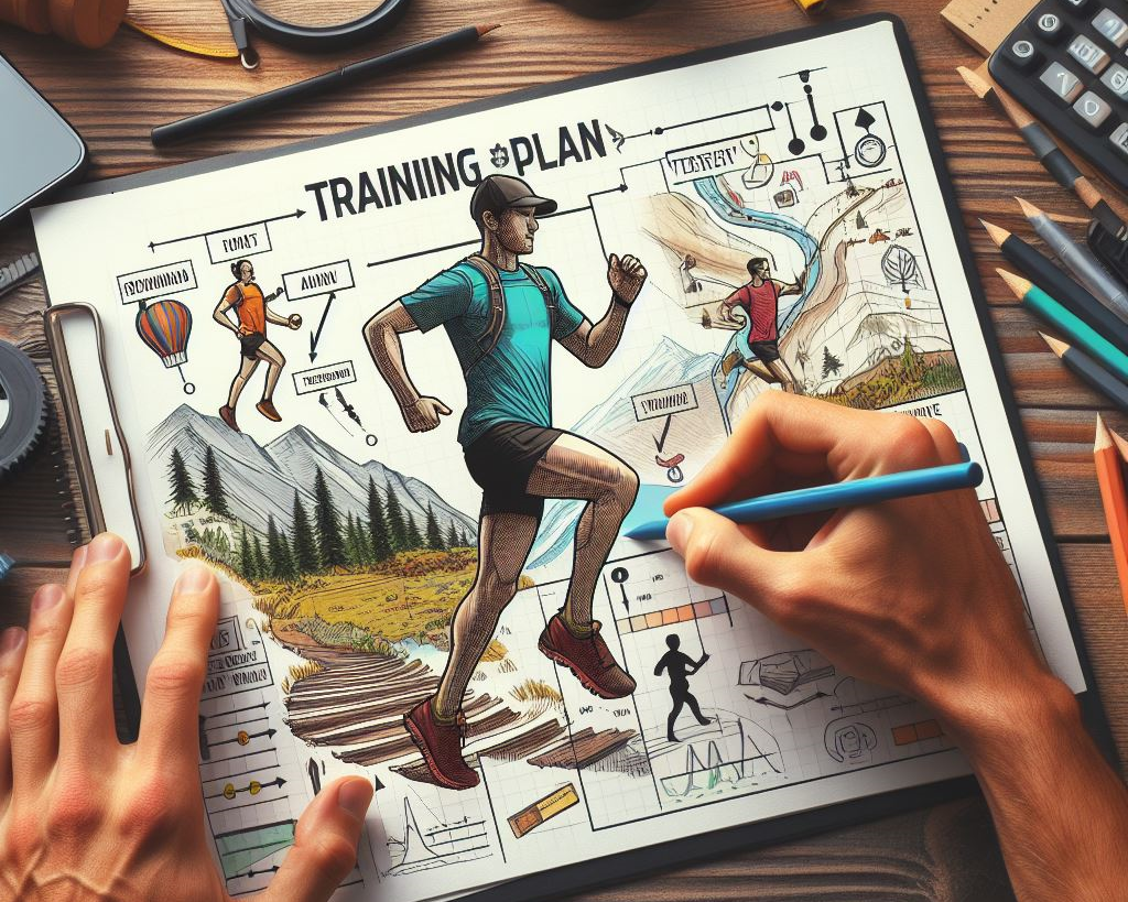 An illustrated training plan being drawn on a paper.